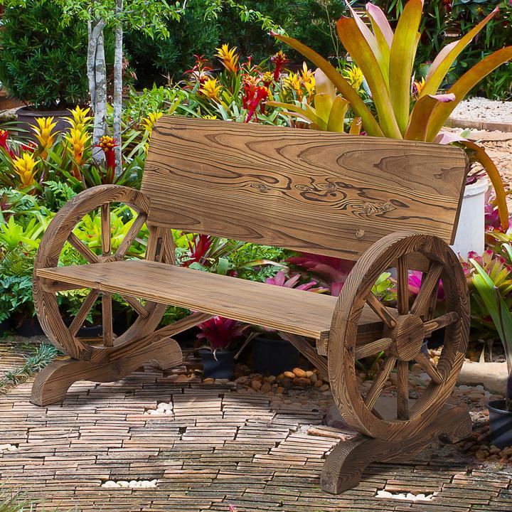 Image du produit Outsunny Banc de jardin en forme de roue de chariot