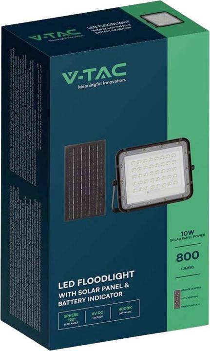 Immagine prodotto V-TAC VT-80W 7824 Faretto solare bianco neutro nero (800 lm, IP65)