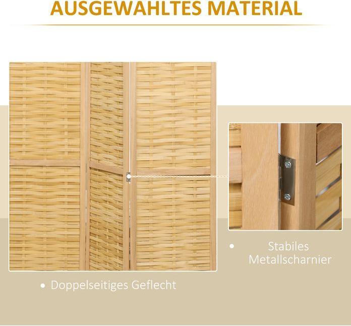 Produktbild Swisshandel24 Paravent 3-teiliger Raumteiler 120 x 170 cm Trennwand Faltbarer Sichtschutz Raumtrenner aus Bambus S