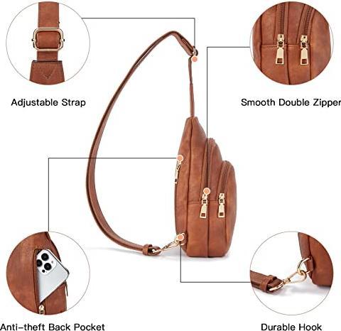 Produktbild Only-Bags.Store Sling Bag Brusttasche, Crossbody Umhängetasche PU Leder Sport Schultertasche Klein Bauchtasche