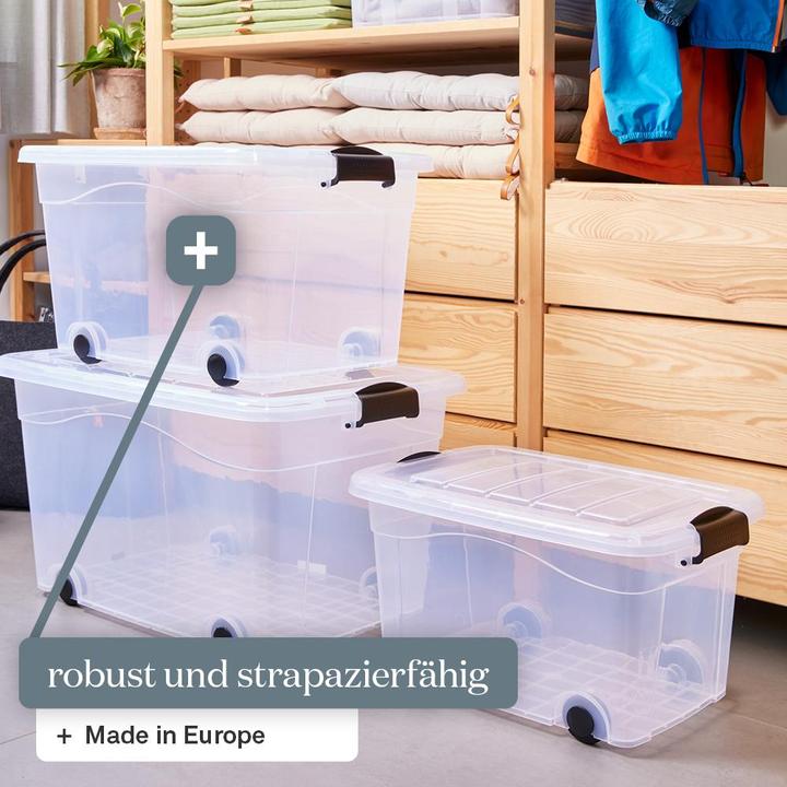 Produktbild Siena Home 2er Set Aufbewahrungsbox 20 l mit Rollen (45 x 33.5 x 25 cm, 42 l)