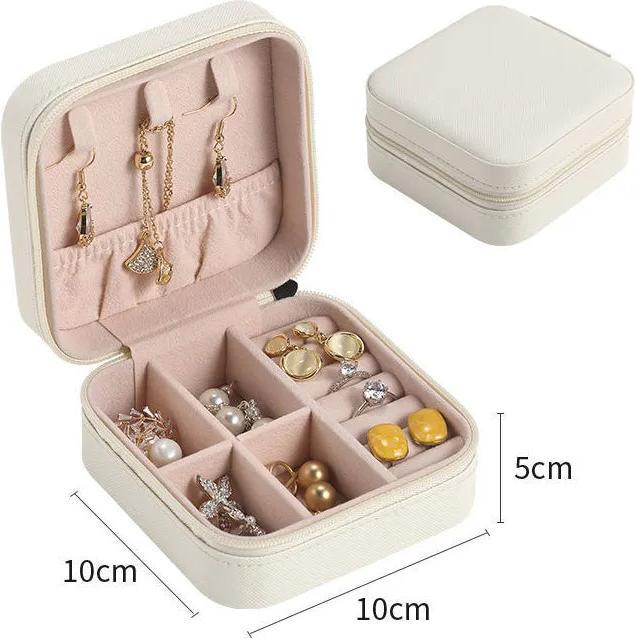 Only-Bags.Store Tragbare Schmuckschatulle, Schmuck-Organizer, Reise-Schmuckkästchen, Aufbewahrungsbox aus Leder mit