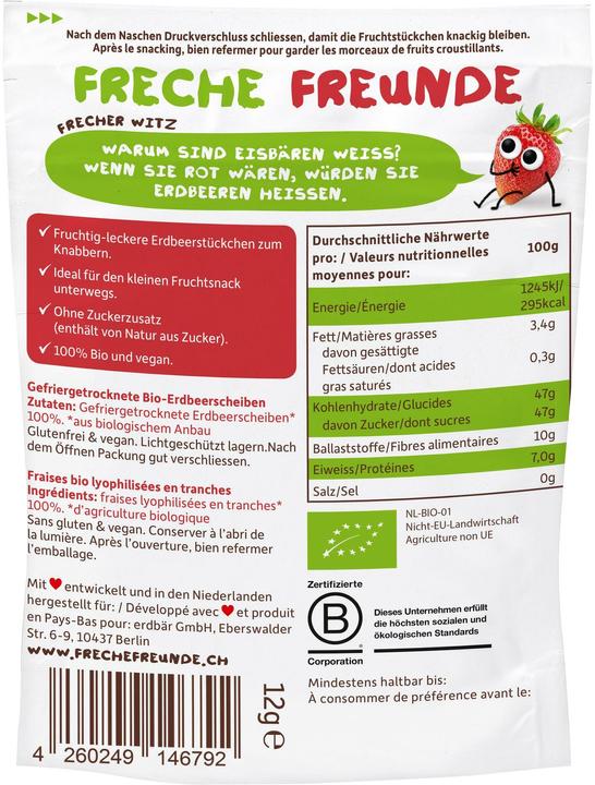 Valori nutrizionali e ingredienti Freche Freunde Fragola (12 g)