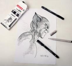 Image du produit Uni-ball Fineliner PIN ""Sketching"" PF, jeu de 5 encres pigmentées résistantes à l'eau, monture métallique. (Noir, 5 x)