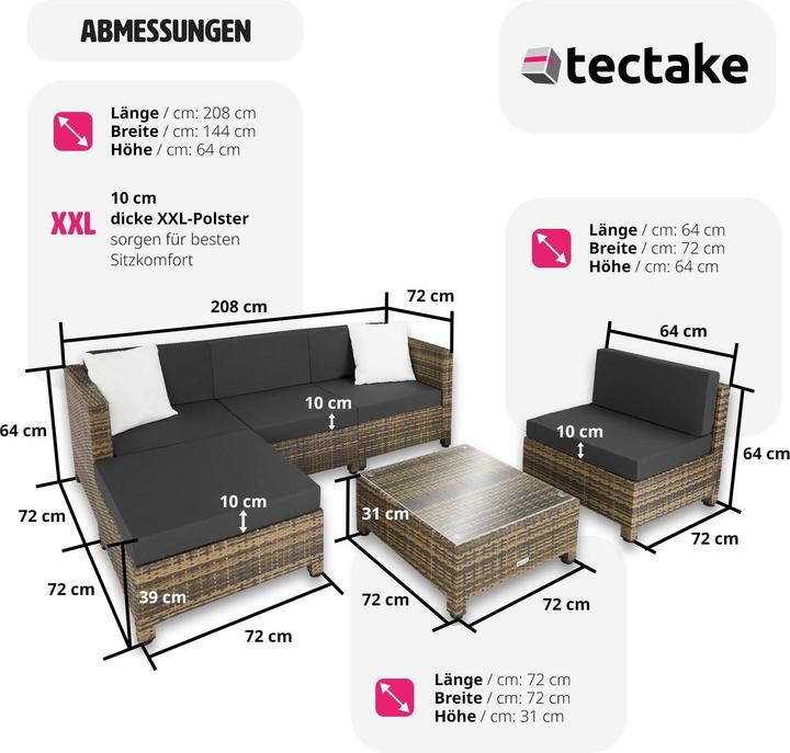 Produktbild tectake Rattan Lounge