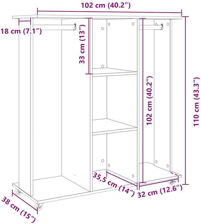 Produktbild VidaXL Kleiderschrank mit Rollen