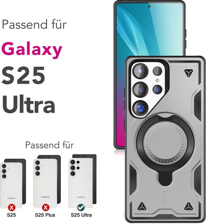 Produktbild Nalia Stormguard - Stossfeste Armor Ring Hülle für MagSafe - Military Kickstand Hardcase (Samsung Galaxy S25 Ultra)