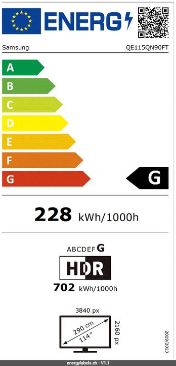 Etichetta energetica Samsung QE115QN90F (115", QN90F, NeoQLED, Mini-LED, 4K, 2025)