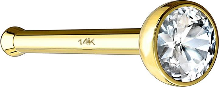 Star Piercing Nasenstecker gerade 14k gold mit Kristall silber (ohne Messing, 14k Gold)
