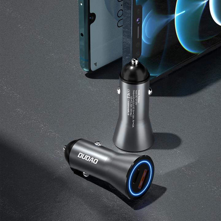 Actual product image Dudao Car Charger 45W PD + QC5.0 1xUSB+1XType C