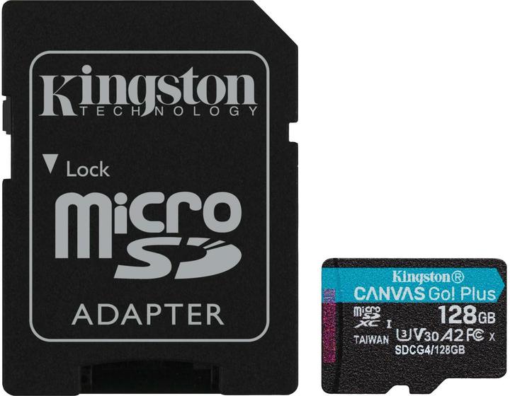 Kingston Card Canvas Go Plus MicroSD +ADP 128GB (128 GB, microSDXC, U3, UHS-I)