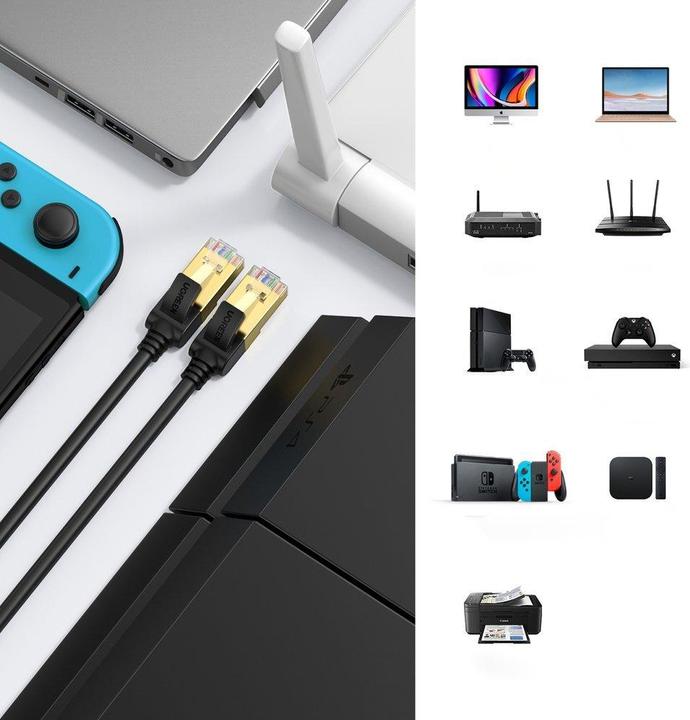 Image du produit Ugreen Câble réseau plat Ethernet RJ45 Cat.7 STP 15m (STP, CAT7, 15 m)