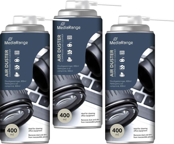 MediaRange 3er-Set Druckgas-Spray, Reinigungsspray fÃ¼r BÃ¼rogerÃ¤te, Air Duster, 400 ml