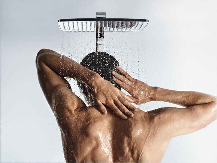 Produktbild hansgrohe HG Kopfbrause PURA VIDA 400 AIR 1jet 400mm DN 15 Deckenanschluss 100mm chrom (1 Strahlarten, 21 l/min)