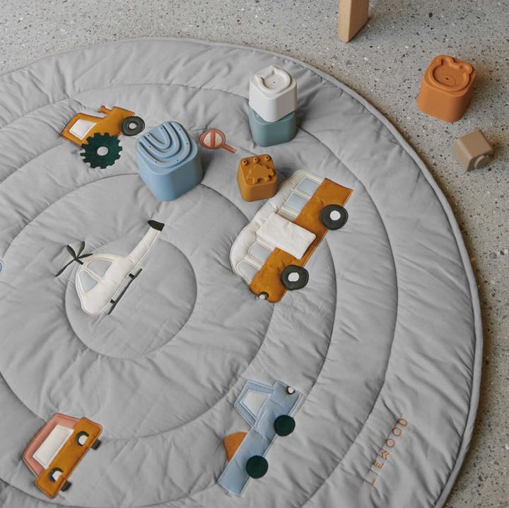 Actual product image Liewood Activity Blanket Gitta Vehicles Dove Blue
