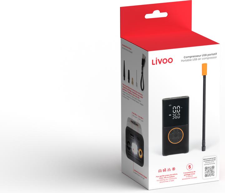 Actual product image Livoo Portable USB air compressor
