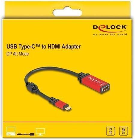 Produktbild Delock USB Type-C™ zu HDMI Adapter (DP Alt Mode) 8K 60 Hz mit HDR Funktion rot (HDMI, 17 cm)