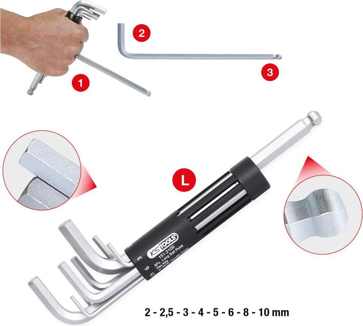 Actual product image KS Tools 3-in-1 Allen Key Lug Wrench Set