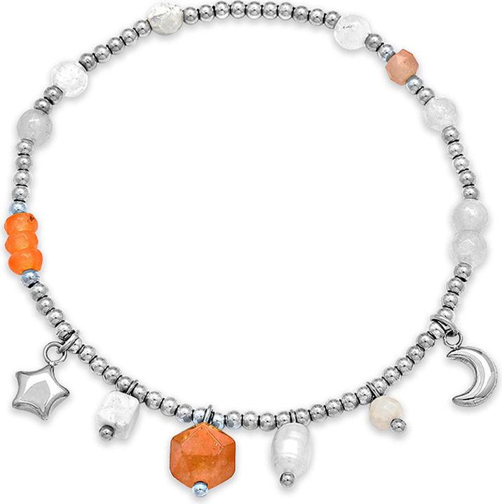 Leyda Armband Charms Edelstahl (18 cm, Stein, Edelstahl)