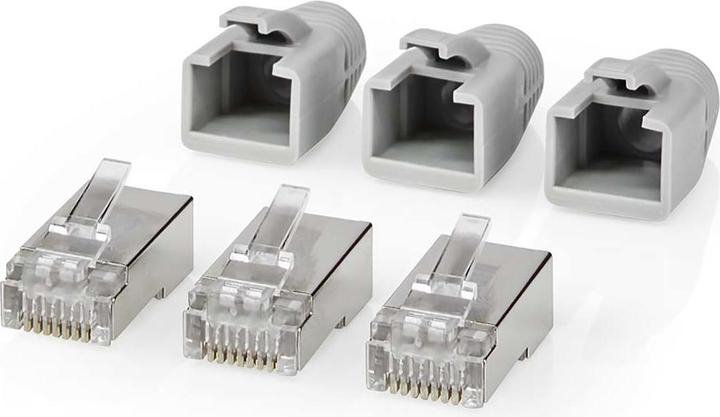 Actual product image Nedis CCBW89370GY RJ45 Plug RJ45 Pass Through Fixed/Stranded FTP CAT6 Straight Gold Plated 10 pcs. (F/UTP, CAT6, 10 m)
