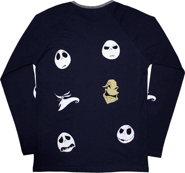 Actual product image The Nightmare Before Christmas Unisex Adult Character Heads Embroidered Long-Sleeved T-Shirt (M)