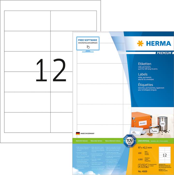 Produktbild HERMA Universal Etiketten A4