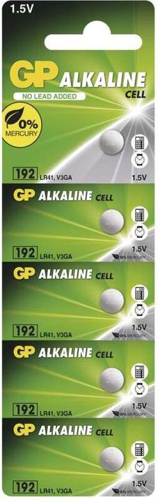 Image du produit GP Batteries Pile alcaline 192F jetable SR41 Alcaline (5 pcs, LR41, 24 mAh)