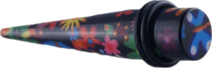 Immagine prodotto Star Piercing Espansore nero con fiori (Acrilico)