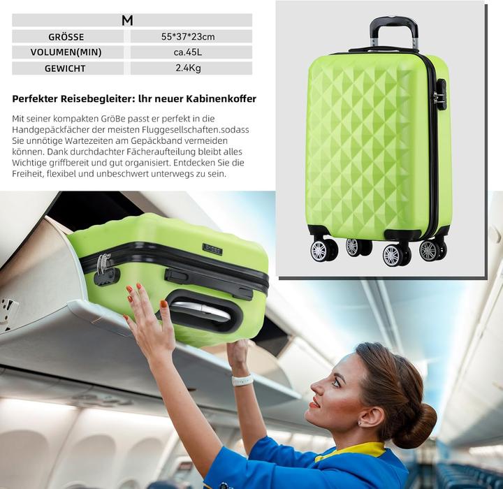 Actual product image Beibye 3-teiliges Kofferset (115 l, Hand luggage (up to 50 litres), M (50 - 90l), L (90 - 115l))