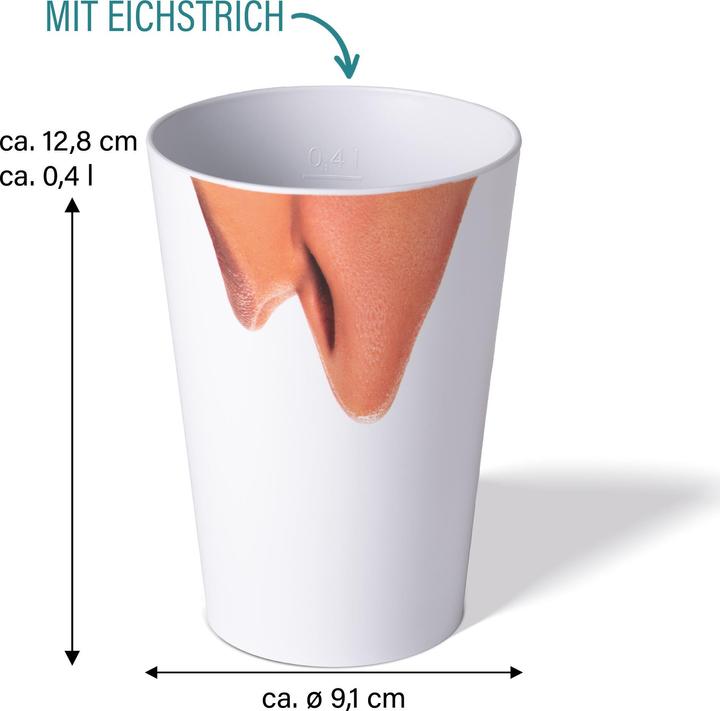 Produktbild Awave 4tlg. Festival Becher-Set, 400 ml, rPET, mit Eichstrich und Abstandshalter, Nasenmotiv (0.40 l, 4 x)