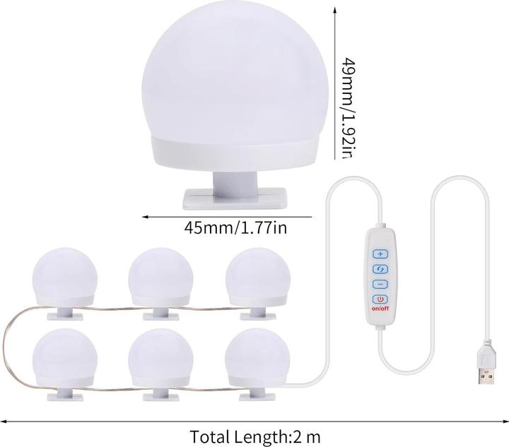 Actual product image Cbx 6 mirror lights, LED make-up mirror light, Hollywood lamps (200 cm, Indoor)