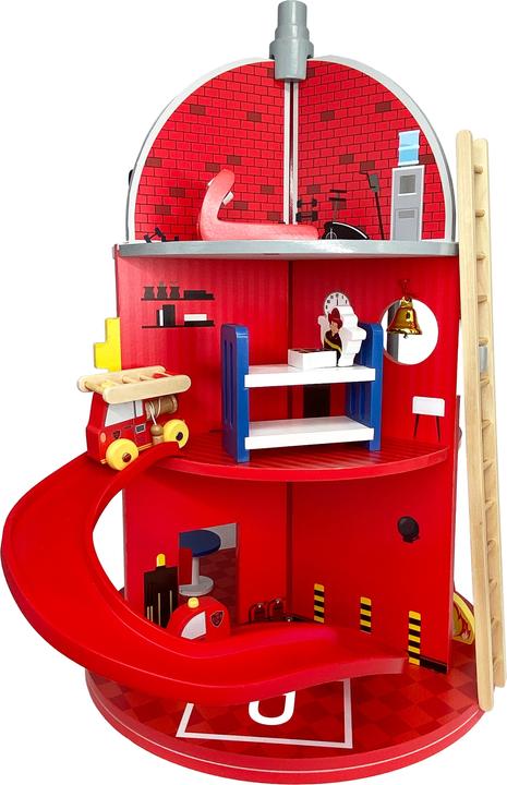 Produktbild Teamson Kids Feuerwehrstation aus Holz Spielset mit 24 Figuren Farbenfrohes Abenteuer