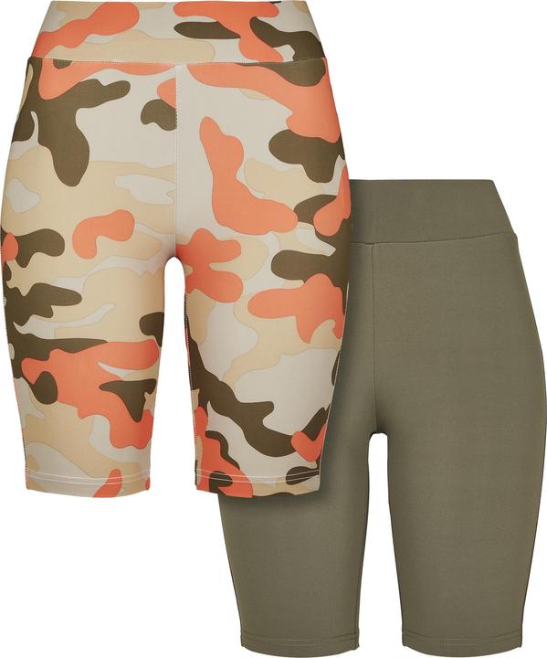 Urban Classics Ladies High Waist Camo Tech Cycle Shorts Double Pack (XXL)