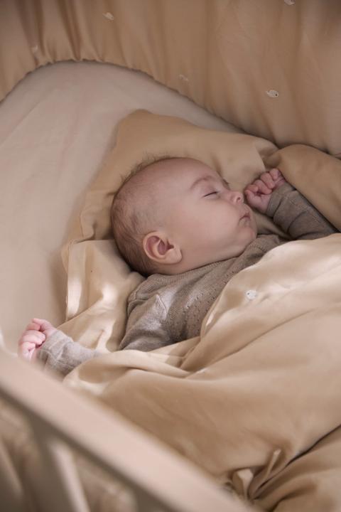 Actual product image Filibabba Baby bed linen GOTS (70x100 cm) - Embroidered Christian the Whale - Warm Grey (70 x 100 cm, 40 x 45 cm)