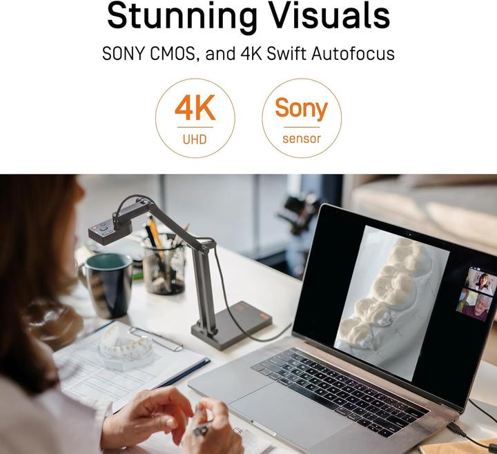 Actual product image Ipevo DOK V4K Pro 120 USB Ultra HD 8MP Micro Light grey (4K, 44 x 33 cm)