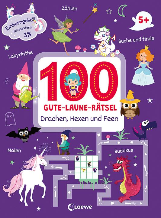 Produktbild 100 Gute-Laune-Rätsel - Drachen, Hexen und Feen (Deutsch, Loewe Lernen und Rätseln, Loewe Kreativ, Lisa-Marie Röller, 2021)