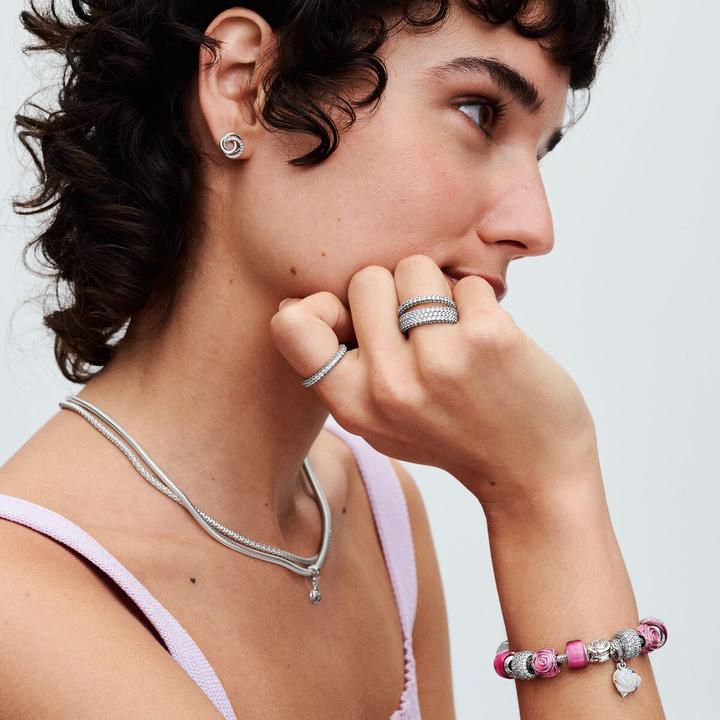 Image du produit Pandora Charm rose rose en fleur (Argent massif, Émail)