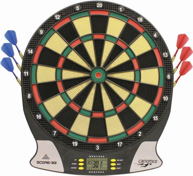Magni Carromco Dartboard Score-301 - Elektronische Dartscheibe mit Pfeilen - Dart Set für 1-8 Spieler, 26