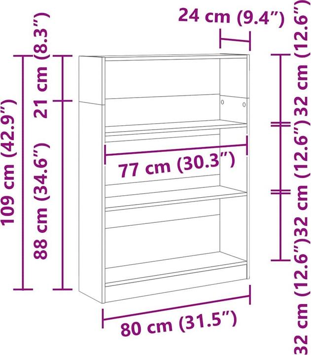 Produktbild VidaXL Bücherregal (80 x 24 x 109 cm)