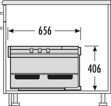 Actual product image Hailo 3646231 Rondo 90.3/40 P waste bin for diagonal corner sink units from 900 mm width (40 l)