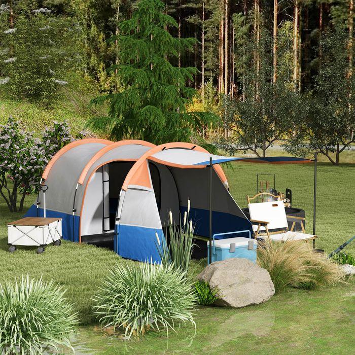 Produktbild Swisshandel24 Campingzelt, Tunnelzelt für 3 Personen, mit Lichthaken, Vorzelt für Garten, orange (Tunnelzelt, 3 Personen)