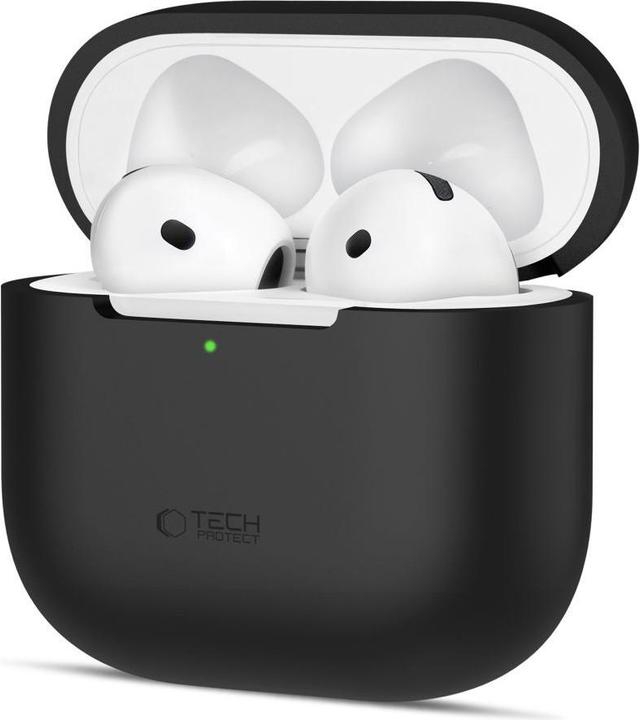Produktbild 4Kom Tech-Protect Silikonhülle für Apple AirPods 4 - Schwarz (Kopfhörer Tasche)