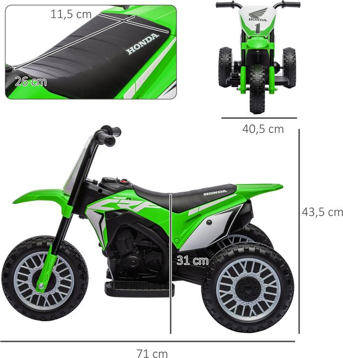 Produktbild Homcom Kinder Elektro-Motorrad Kunststoff, Metall Grün (6 V)