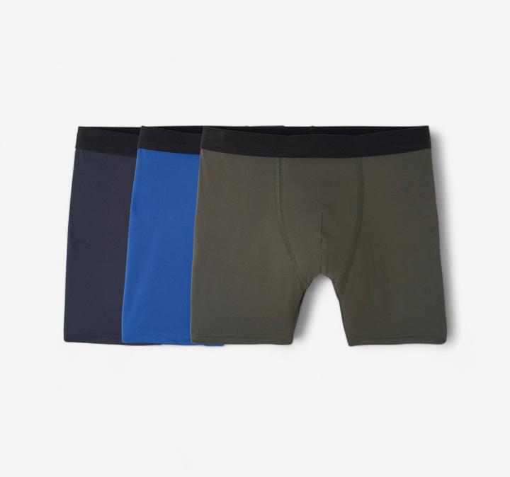 Produktbild Decathlon Funktionsunterhose Boxershorts Herren atmungsaktiv 3er Pack - navy/blau/khaki (M, 3er Pack)