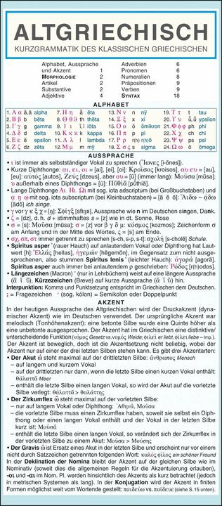 Produktbild Leporello: Griechisch (Altgriechisch) Kurzgrammatik – Die komplette Grammatik im Überblick (Deutsch, Griechisch, Dagmar Muchnová, 2018)