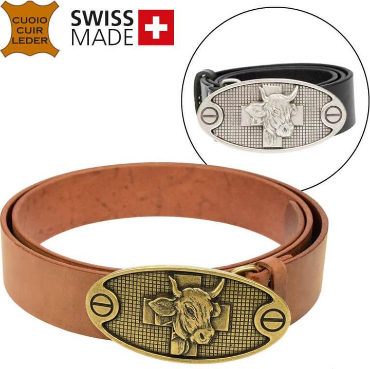 Actual product image Keller Fahnen Ledergürtel «Kuh» altsilber 100 cm (100)