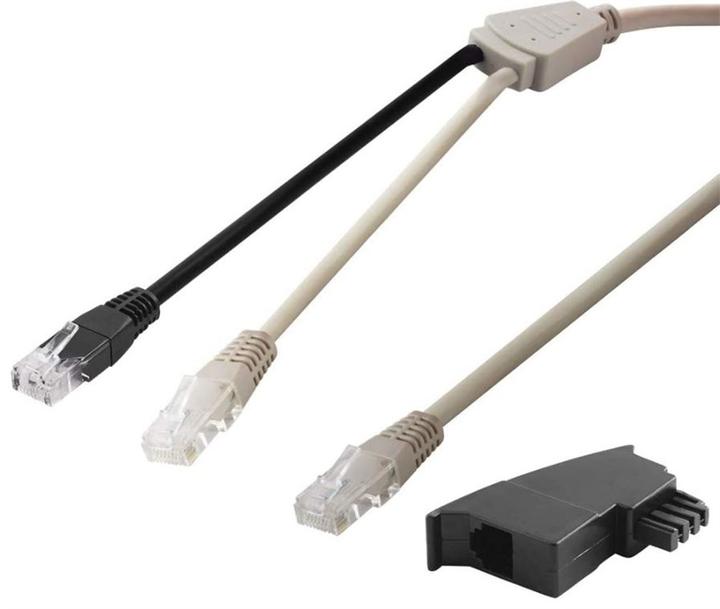 Produktbild Goobay TAE Adapter 2 x RJ45-Stecker auf RJ45-Stecker (8P8C) /, TAE-F-Stecker, 2 x RJ45-Stecker, Schw