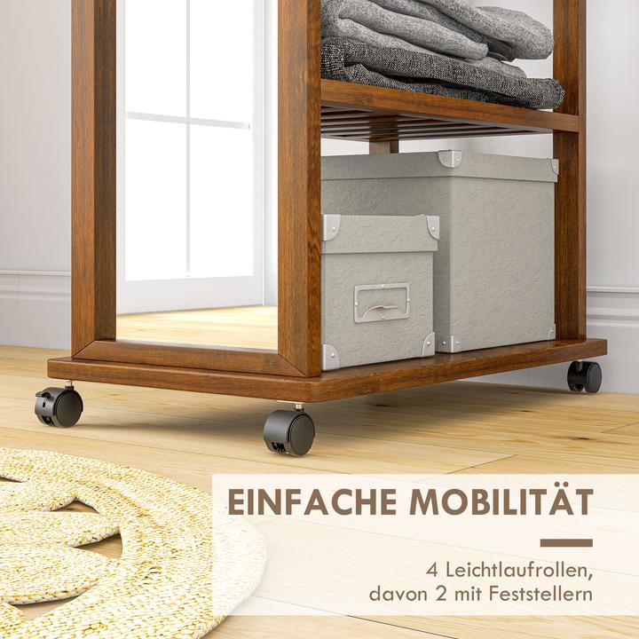 Produktbild Homcom Standspiegel mit Regal und Rollen (60 x 36 x 170 cm)