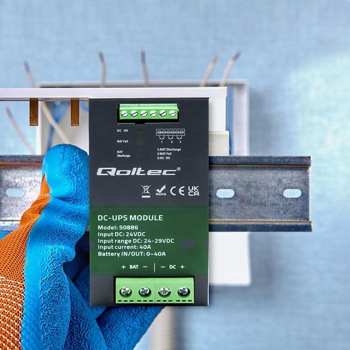 Produktbild Qoltec MODUŁ UPS DC NA SZYNĘ DIN | 40A | 24V (Standby USV)