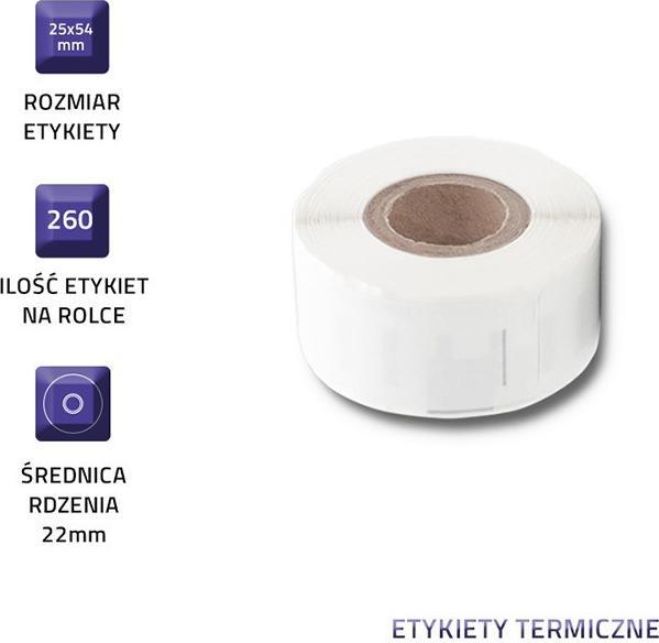 Produktbild Qoltec Etykiety do DYMO LW-1152 | S0722520 | 25 x 54 mm| 260 sztuk (2.50 cm)